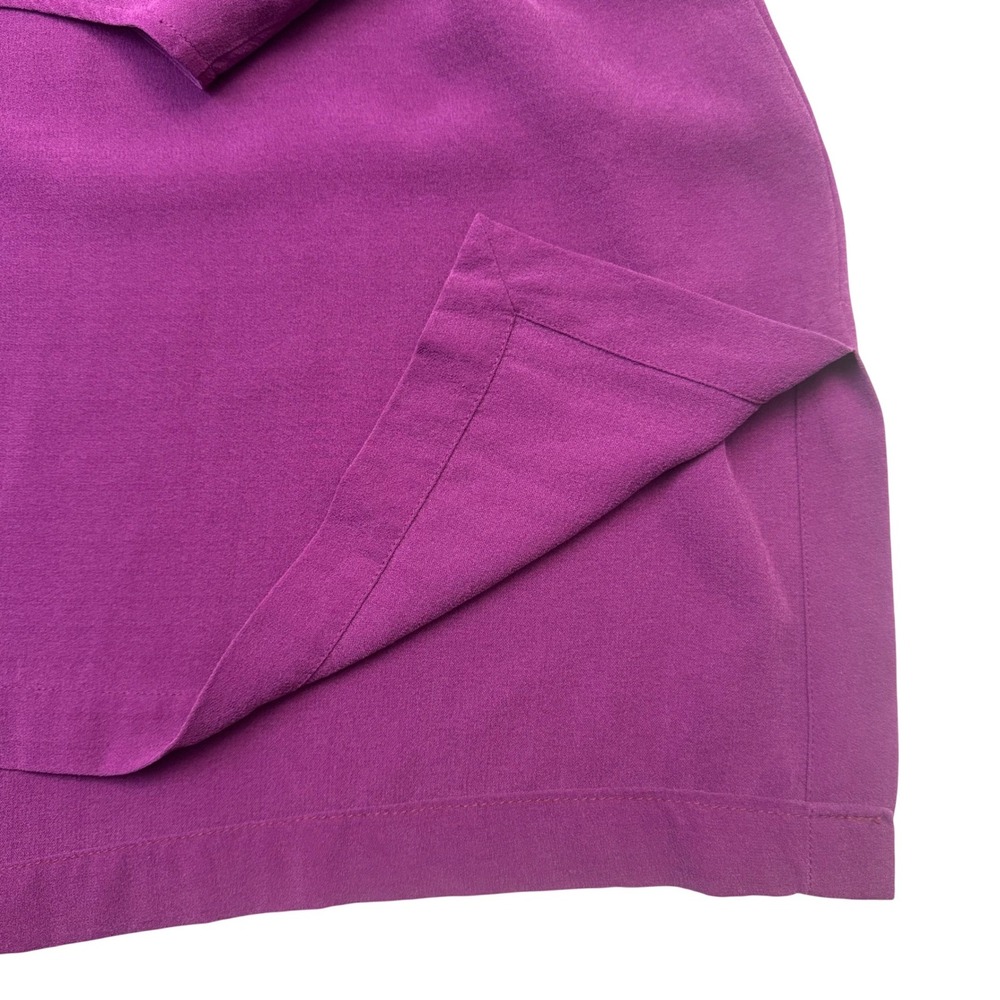 Eileen Fisher Tunic Top XL XL Purple 100% Silk V-Neck Cap Sleeve Split Hem - Picture 4 of 7